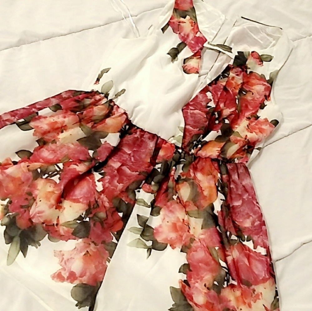Floral white romper
